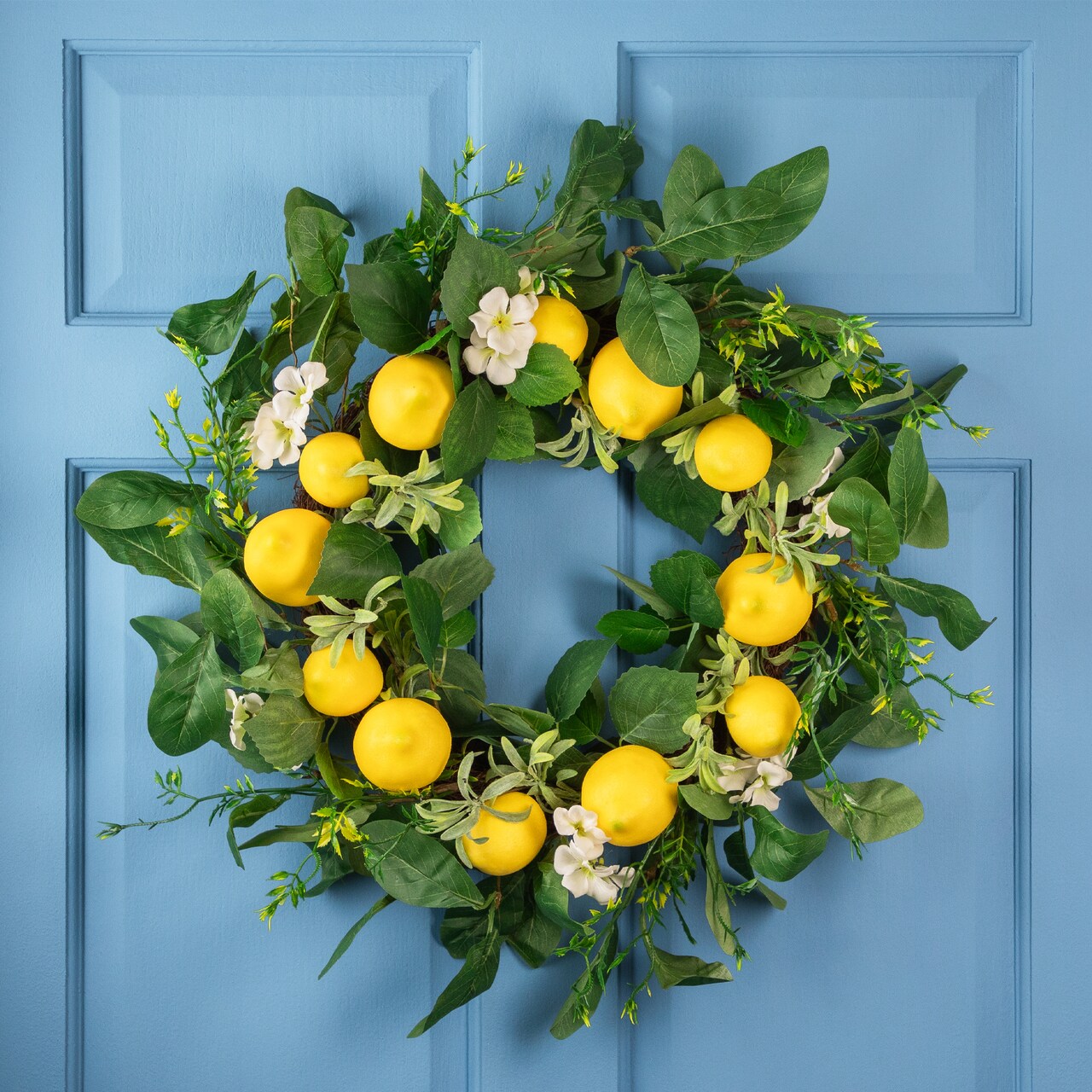 Northlight Lemons and Daisies Artificial Floral Wreath, Yellow - 20-Inch